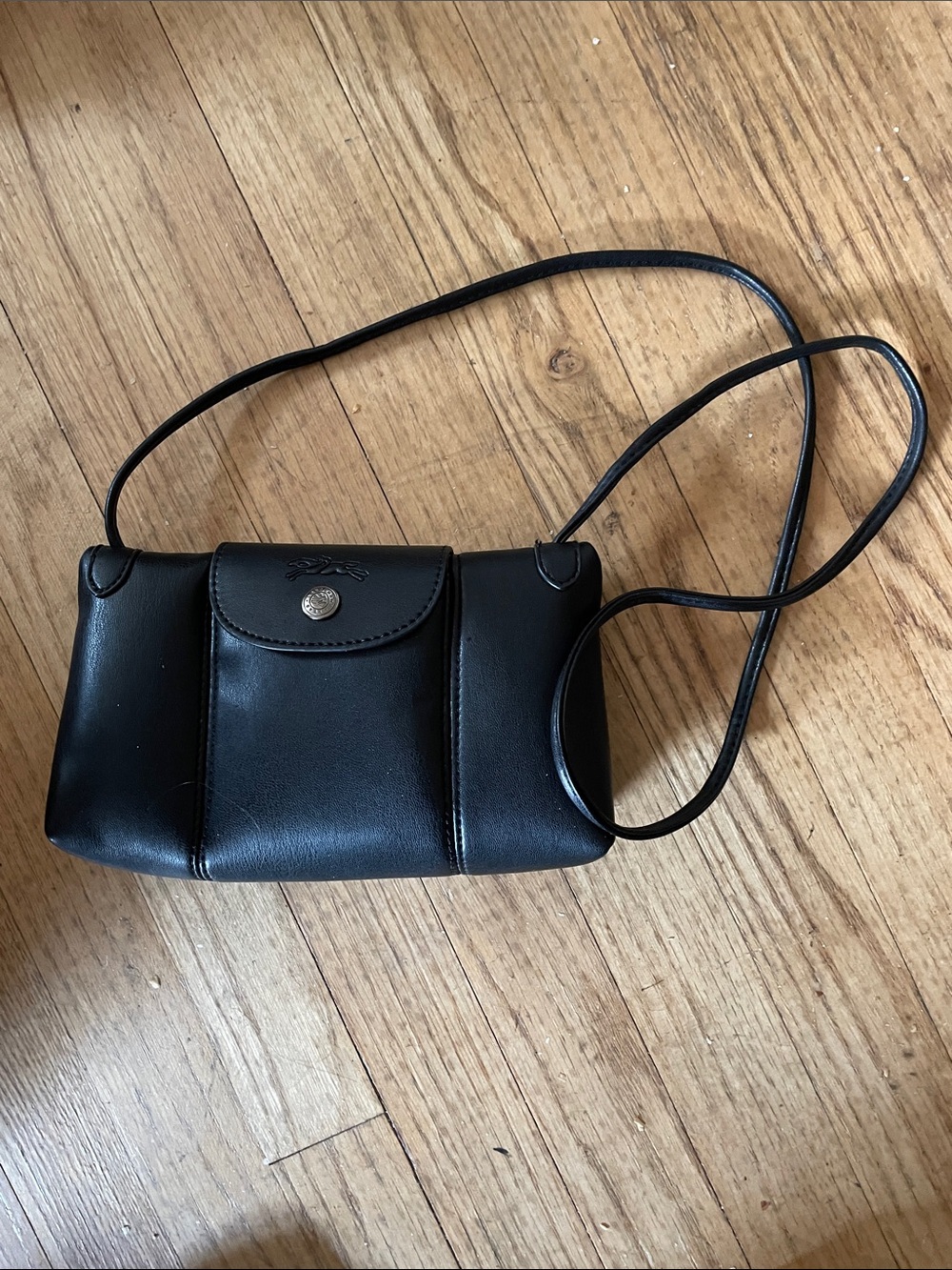 Longchamp Black Leather Crossbody Pouch Rare